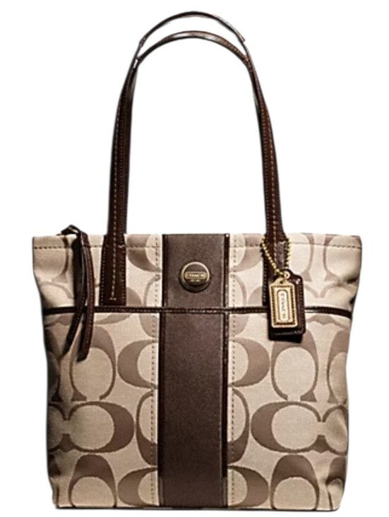 Coach Handbags - Coach Signature Stripe Satchel Bag Purse Handbag H1380-F25771